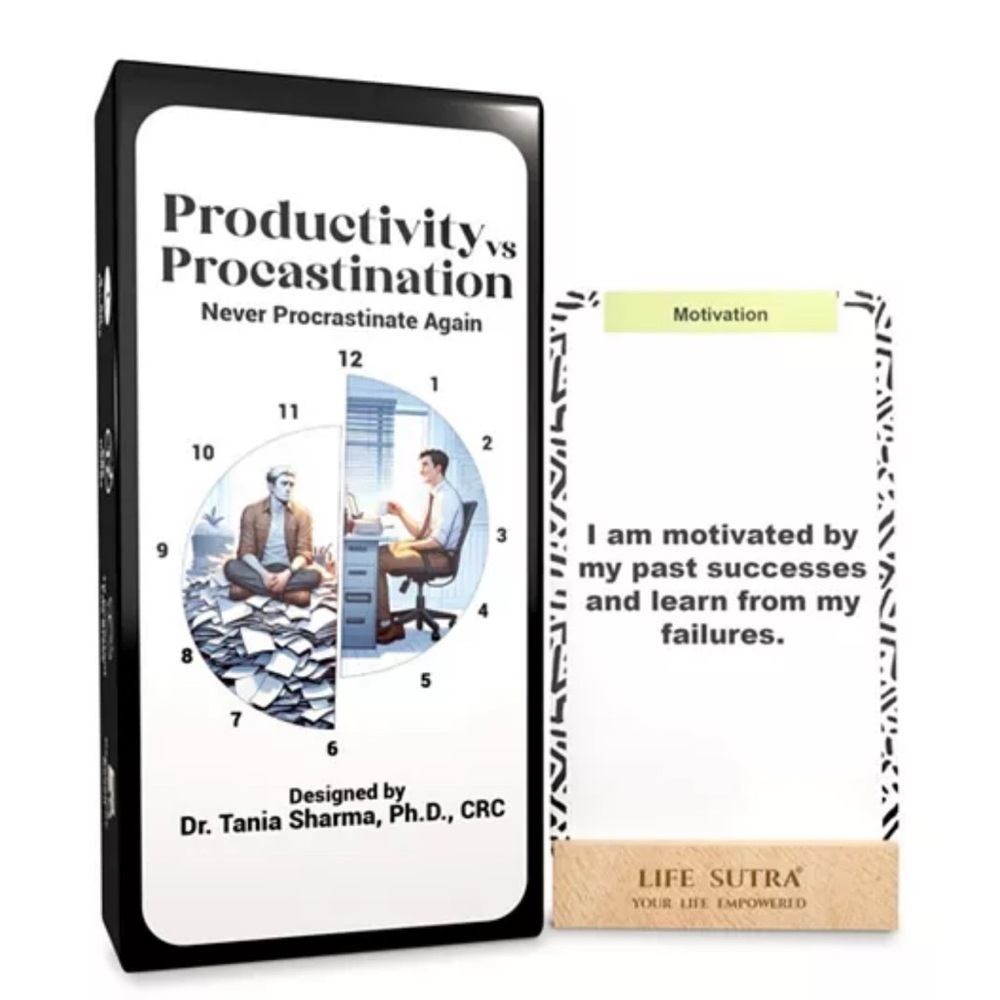 Productivity vs Procrastination Card Deck 80 Affirmations + Journaling Prompts
